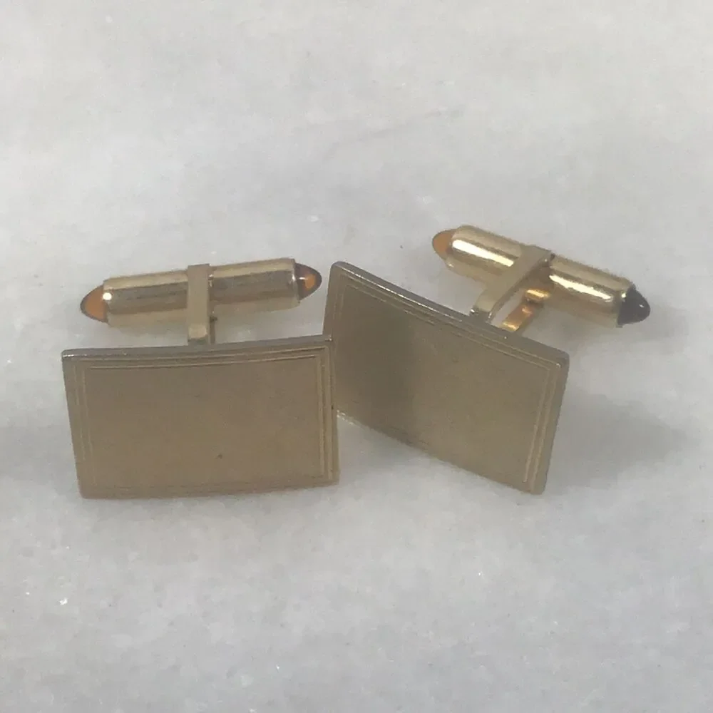 Vintage Krementz Gold Overlay Rectangular Cufflinks MCM Minimalist